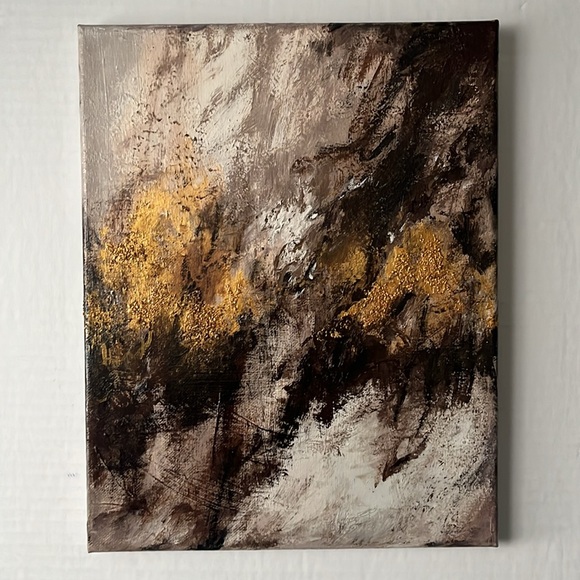 Handmade Textured Brown/Gold 11x14 Abstract Wall Art - Picture 2 of 4